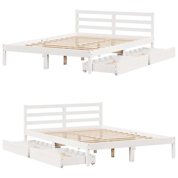 Massivholzbett ohne Matratze Weiß 150x200 cm Kiefernholz