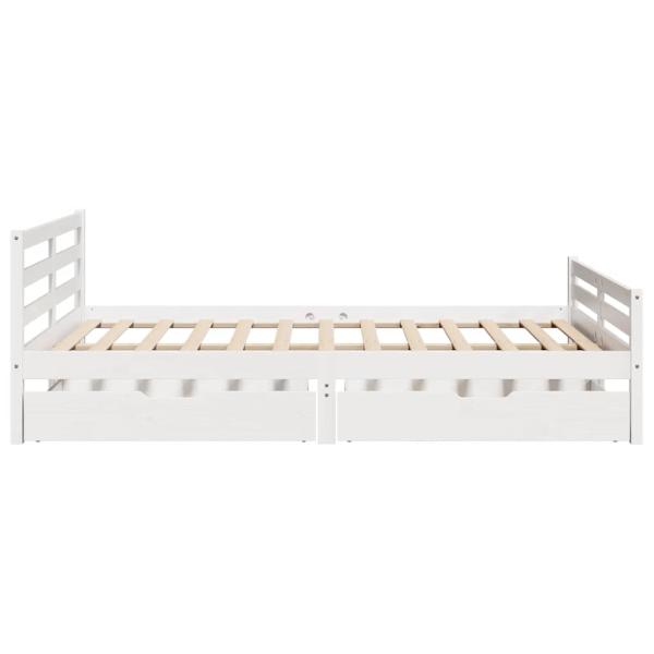 Massivholzbett ohne Matratze Weiß 140x200 cm Kiefernholz