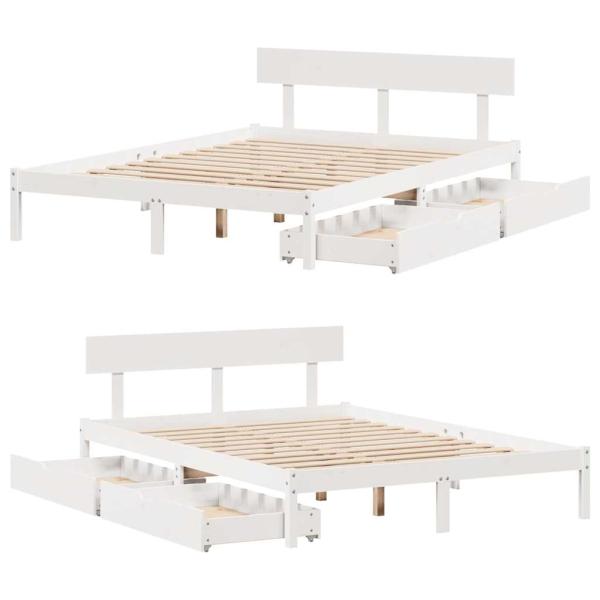 Massivholzbett ohne Matratze Weiß 140x200 cm Kiefernholz
