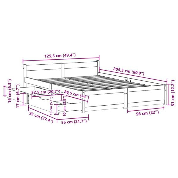 Massivholzbett ohne Matratze Weiß 120x200 cm Kiefernholz