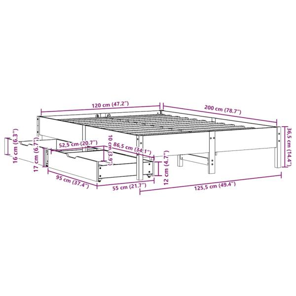 Massivholzbett ohne Matratze Weiß 120x200 cm Kiefernholz