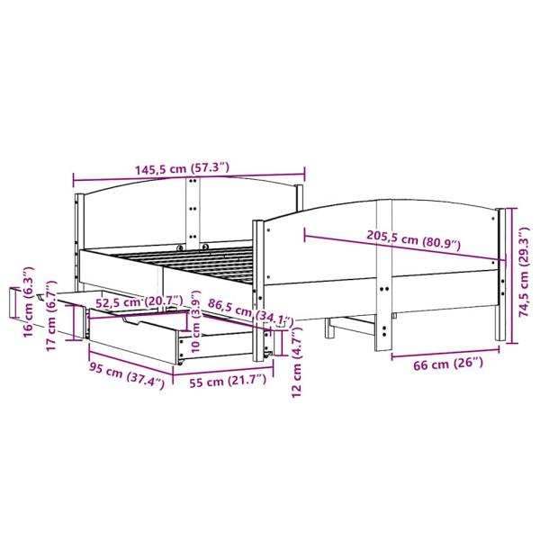 Massivholzbett ohne Matratze Weiß 140x200 cm Kiefernholz