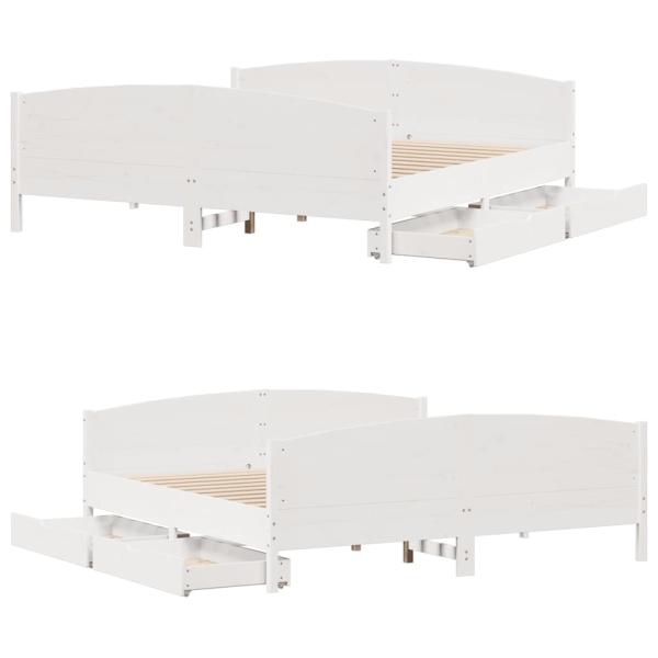 Massivholzbett ohne Matratze Weiß 200x200 cm Kiefernholz