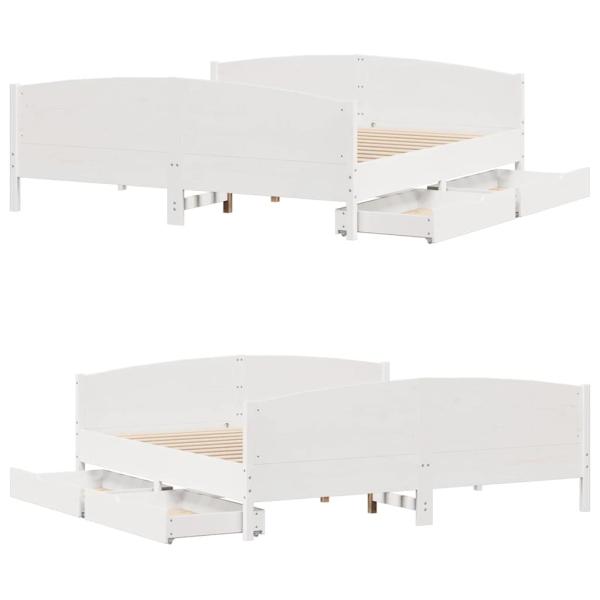 Massivholzbett ohne Matratze Weiß 180x200 cm Kiefernholz