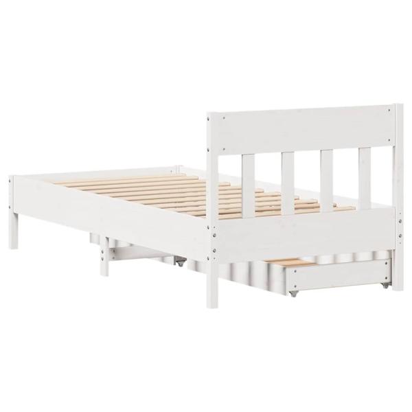 Massivholzbett ohne Matratze Weiß 100x200 cm Kiefernholz