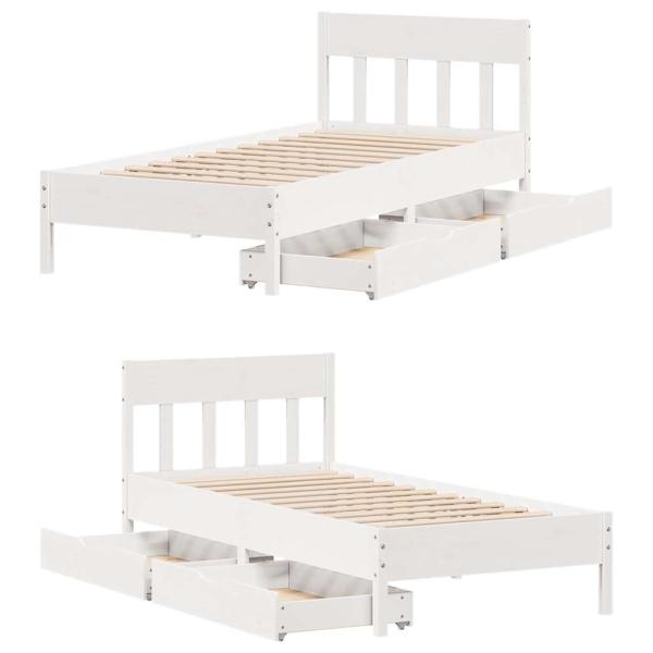 Massivholzbett ohne Matratze Weiß 100x200 cm Kiefernholz