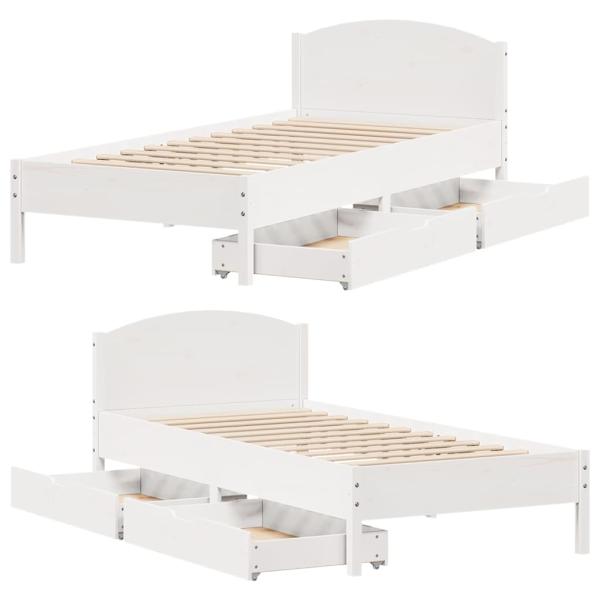 Massivholzbett ohne Matratze Weiß 90x200 cm Kiefernholz