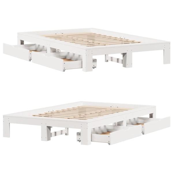 Massivholzbett ohne Matratze Weiß 120x200 cm Kiefernholz