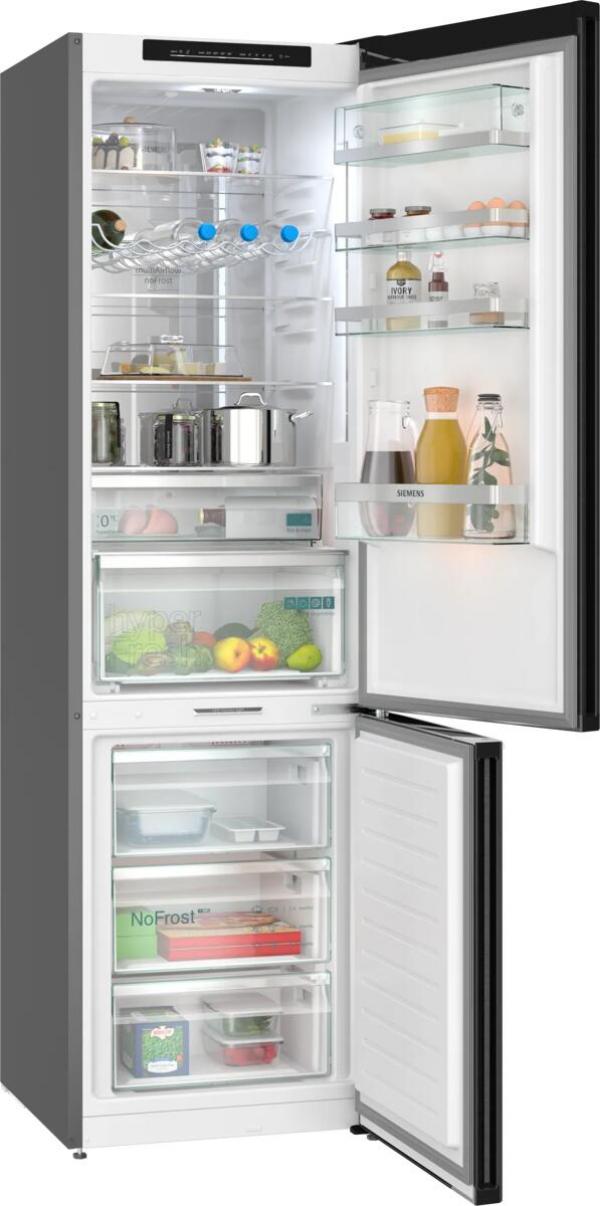 Siemens KG39NSBBF iQ700 Stand Kühl-Gefrierkombination, 60cm breit, 363 L, noFrost, dimLight, HomeConnect, schwarz