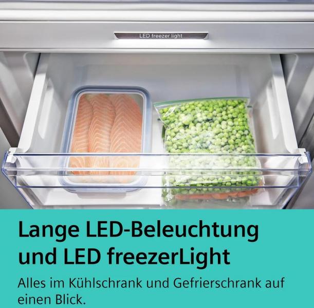 Siemens KG39NSBBF iQ700 Stand Kühl-Gefrierkombination, 60cm breit, 363 L, noFrost, dimLight, HomeConnect, schwarz
