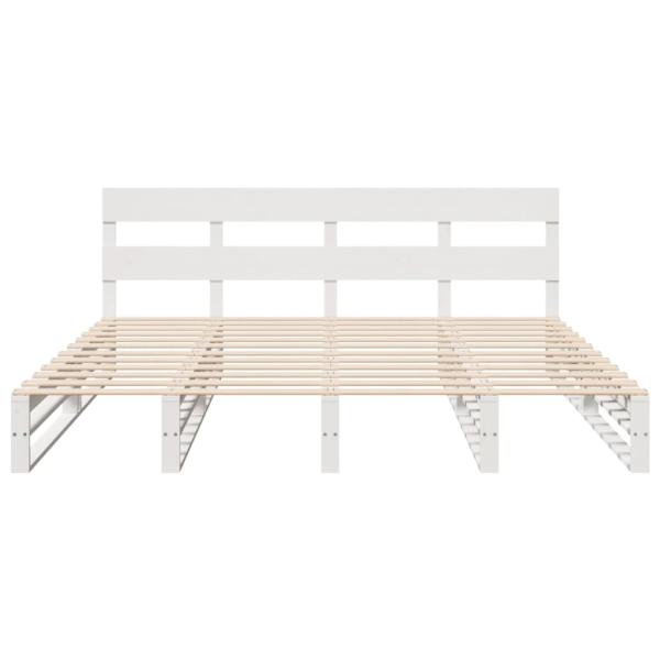 Massivholzbett ohne Matratze Weiß 200x200 cm Kiefernholz