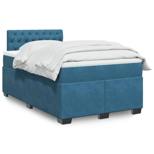 ARDEBO.de - Boxspringbett mit Matratze Dunkelblau 120x200 cm Samt