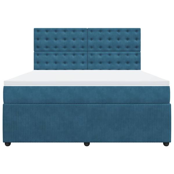 Boxspringbett mit Matratze Blau 180x200 cm Samt