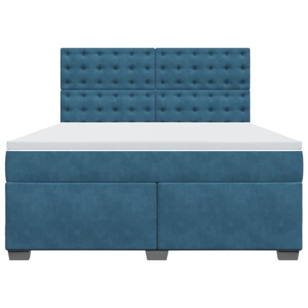 Boxspringbett mit Matratze Blau 180x200 cm Samt