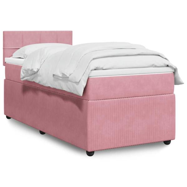 ARDEBO.de - Boxspringbett mit Matratze Rosa 90x200 cm Samt