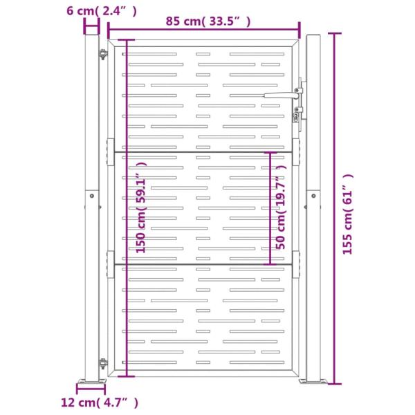 Gartentor 105x155 cm Cortenstahl Quadratisches Design