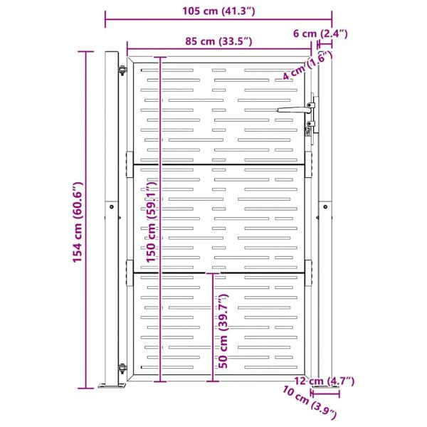 Gartentor 105x155 cm Cortenstahl Quadratisches Design