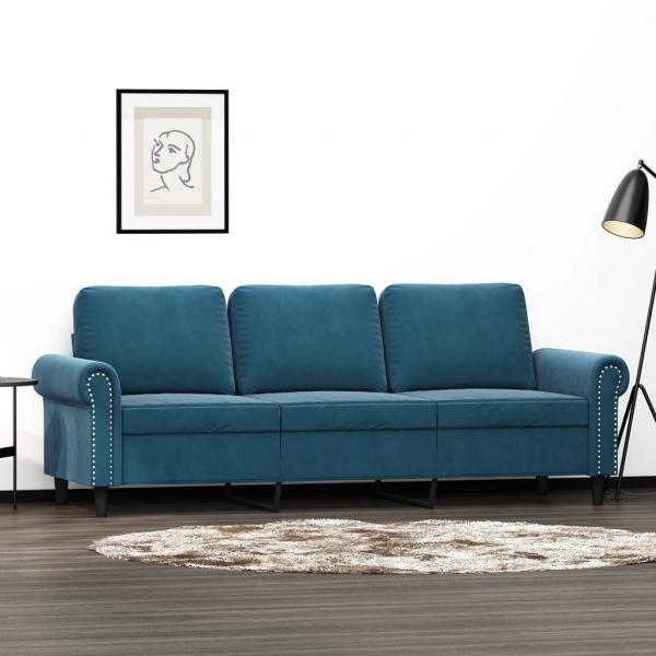 ARDEBO.de - 3-Sitzer-Sofa Blau 180 cm Samt