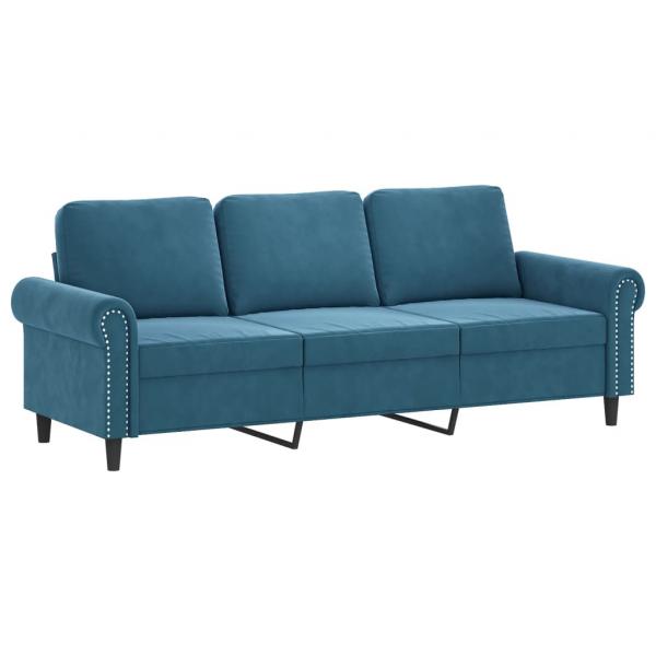 3-Sitzer-Sofa Blau 180 cm Samt