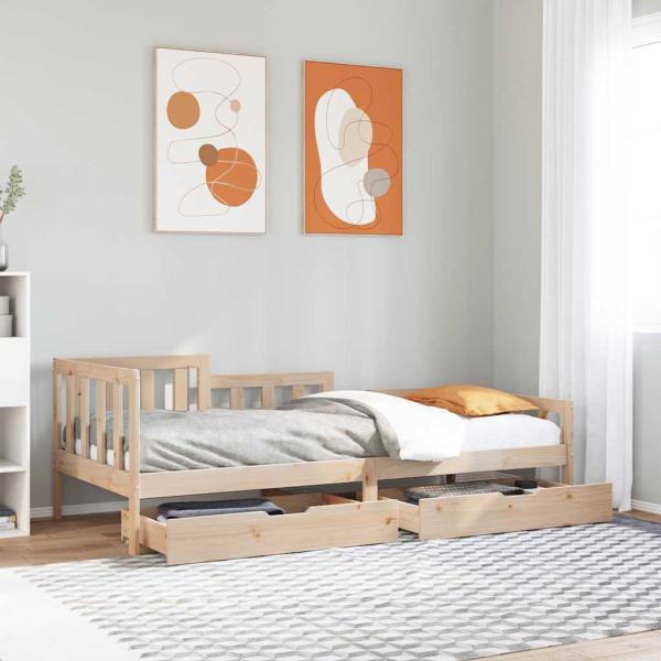 ARDEBO.de - Tagesbett mit Schubladen 80x200 cm Massivholz Kiefer