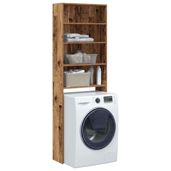 ARDEBO.de - Waschmaschinenregal Altholz-Optik 64x24x190 cm