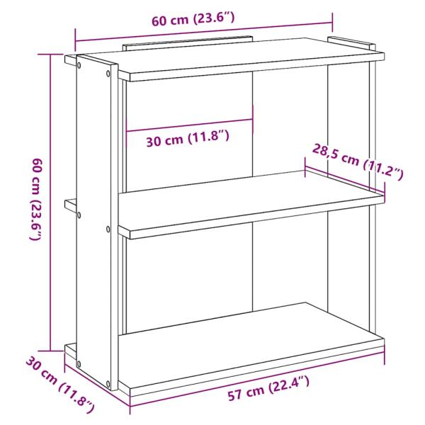 Bücherregal 3 Böden Schwarz 60x30x60 cm Holzwerkstoff