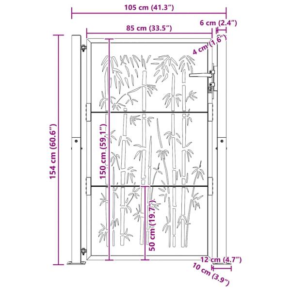 Gartentor 105x155 cm Cortenstahl Bambus-Design