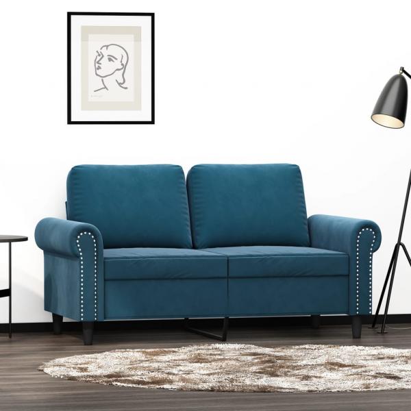 ARDEBO.de - 2-Sitzer-Sofa Blau 120 cm Samt