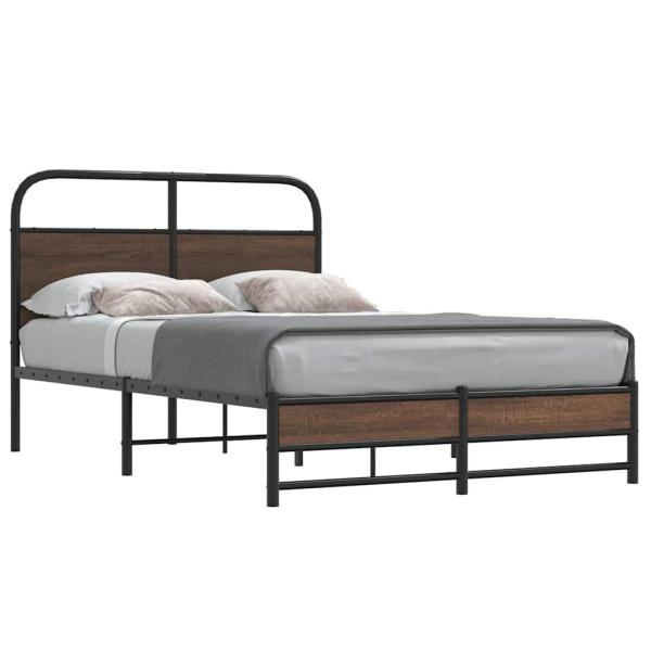 ARDEBO.de - Bettgestell ohne Matratze 135x190 cm Braun Eichen-Optik