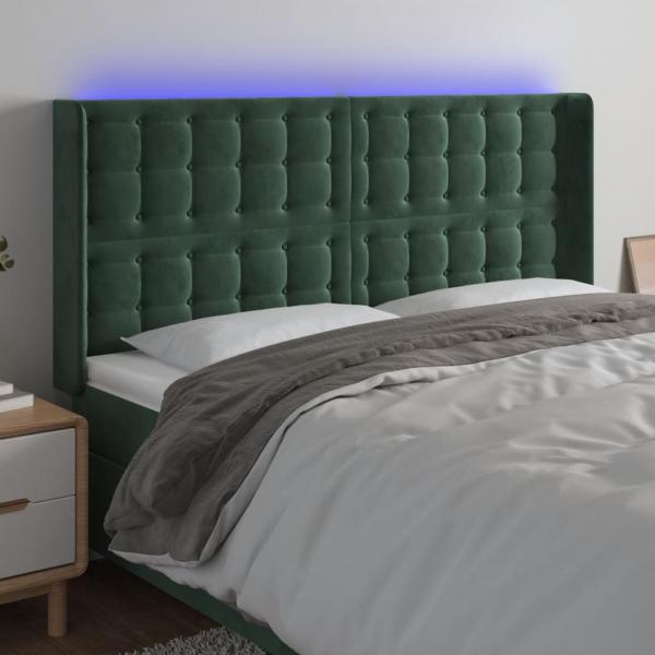 ARDEBO.de - LED Kopfteil Dunkelgrün 183x16x118/128 cm Samt
