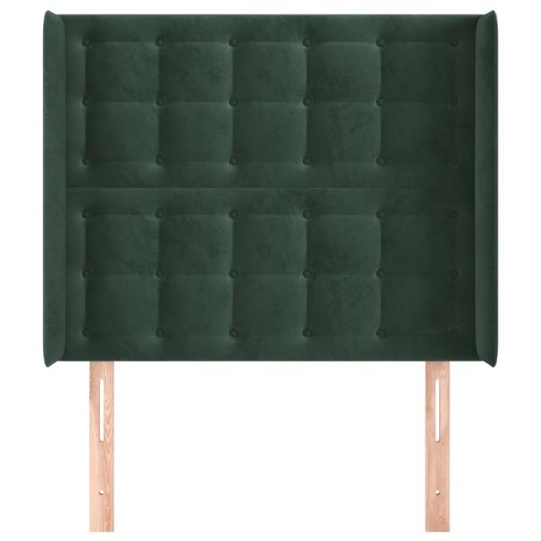 Kopfteil mit Ohren Dunkelgrün 93x16x118/128 cm Samt
