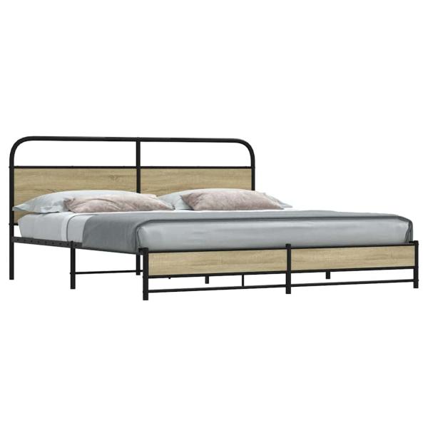 ARDEBO.de - Metallbett ohne Matratze Sonoma-Eiche 183x213 cm