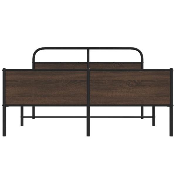 Metallbett ohne Matratze Braun Eichen-Optik 150x200 cm