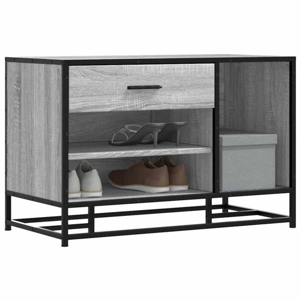 ARDEBO.de - Schuhbank Grau Sonoma 80x40x53,5 cm Holzwerkstoff und Metall