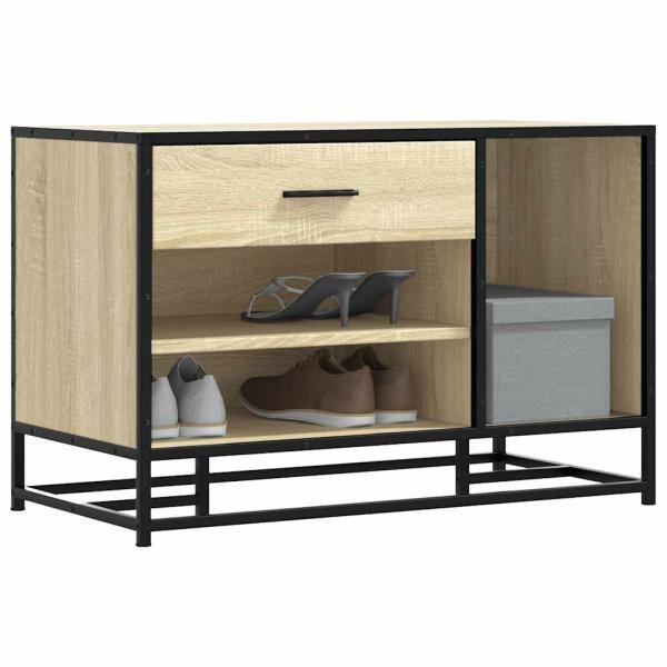 ARDEBO.de - Schuhbank Sonoma-Eiche 80x40x53,5 cm Holzwerkstoff und Metall
