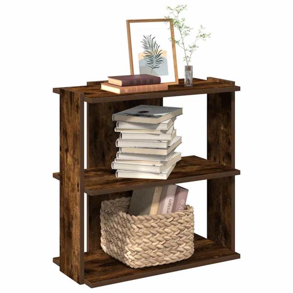 ARDEBO.de - Bücherregal 3 Böden Räuchereiche 60x30x60 cm Holzwerkstoff