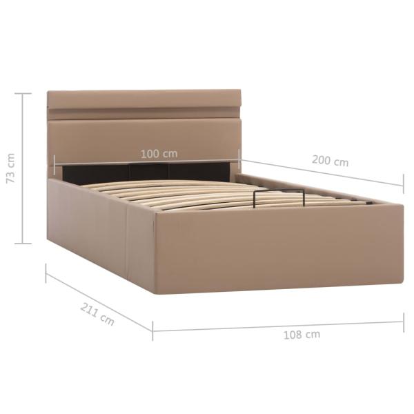 Bett mit Bettkasten LED Cappuccino-Braun Kunstleder 100x200 cm