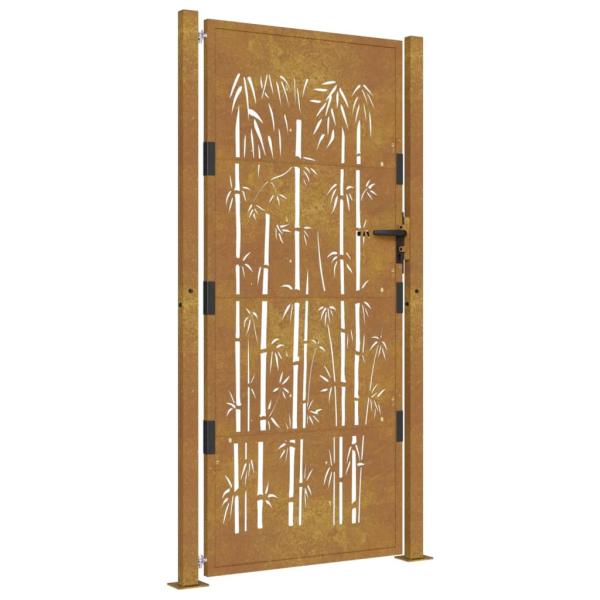 Gartentor 105x180 cm Cortenstahl Bambus-Design