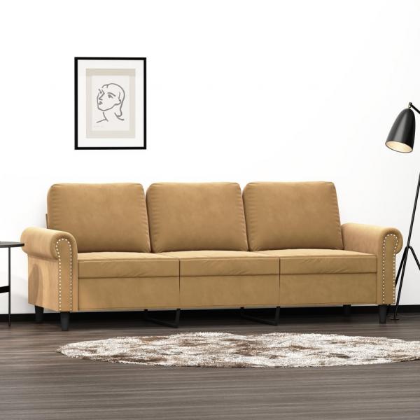 ARDEBO.de - 3-Sitzer-Sofa Braun 180 cm Samt