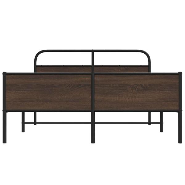 Metallbett ohne Matratze Braun Eichen-Optik 160x200 cm
