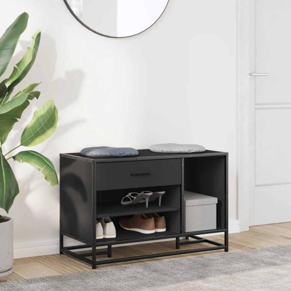 Schuhbank Schwarz 80x40x53,5 cm Holzwerkstoff und Metall