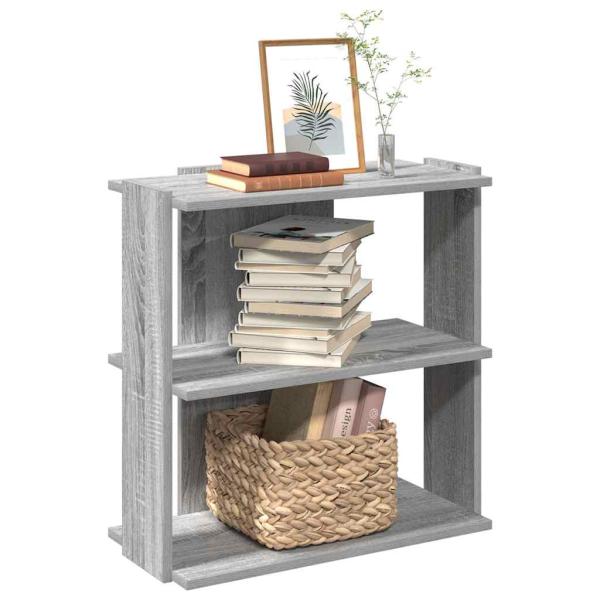 ARDEBO.de - Bücherregal 3 Böden Grau Sonoma 60x30x60 cm Holzwerkstoff