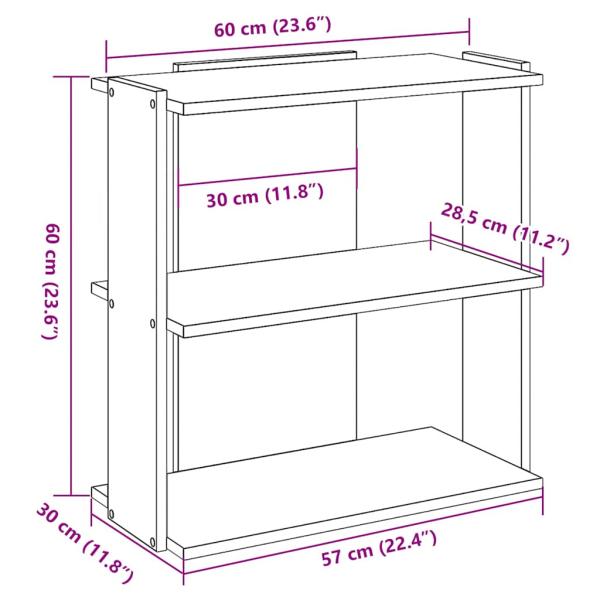 Bücherregal 3 Böden Grau Sonoma 60x30x60 cm Holzwerkstoff