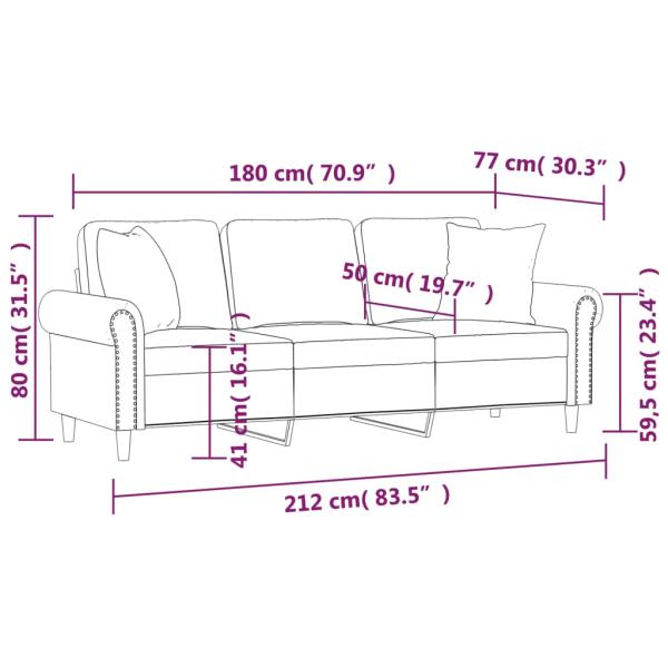 ARDEBO.de - 3-Sitzer-Sofa mit Zierkissen Dunkelgrün 180 cm Samt