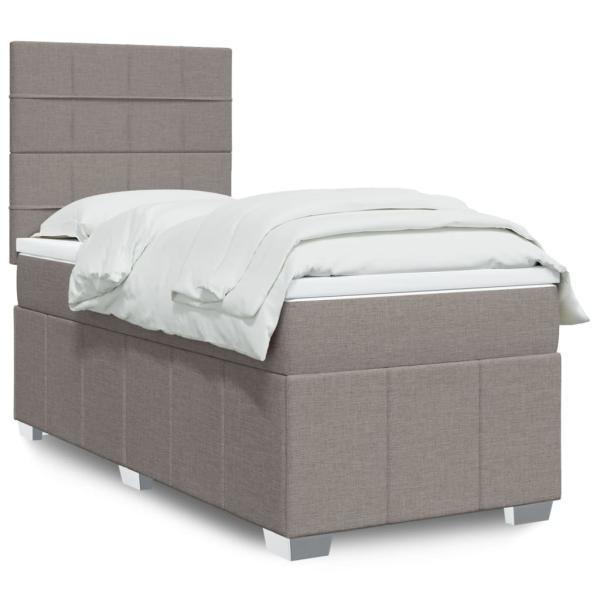 ARDEBO.de - Boxspringbett mit Matratze Taupe 100x200 cm Stoff