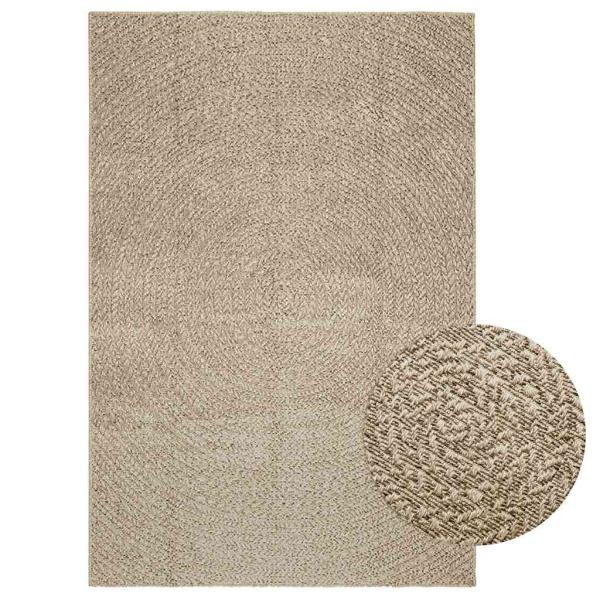 ARDEBO.de - Teppich ZIZUR Beige 140x200 cm Jute-Optik Indoor und Outdoor