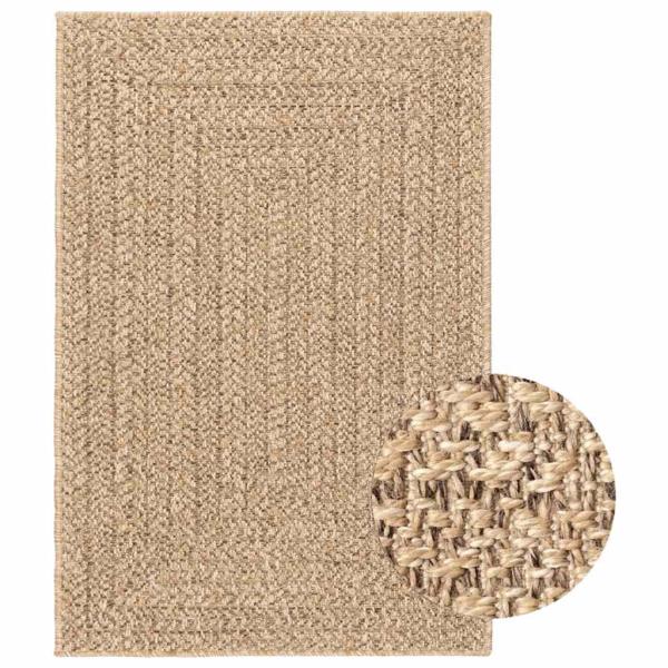 ARDEBO.de - Teppich ZIZUR Beige 120x120 cm Jute-Optik Indoor und Outdoor