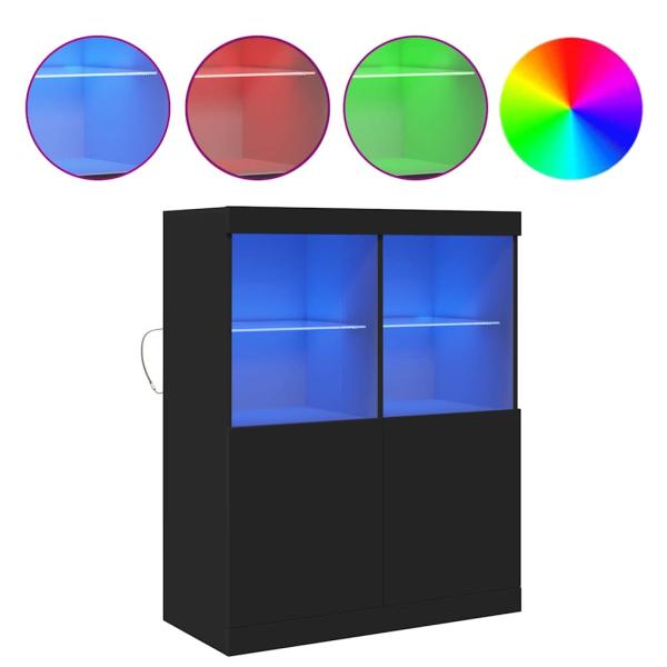 ARDEBO.de - Sideboard Schwarz 81x37x100 cm Holzwerkstoff