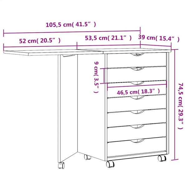 Rollschrank mit Schreibtisch MOSS Schwarz Massivholz Kiefer
