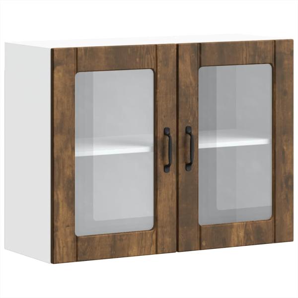 ARDEBO.de - Küchen-Hängeschrank mit Glastür Räuchereiche Holzwerkstoff